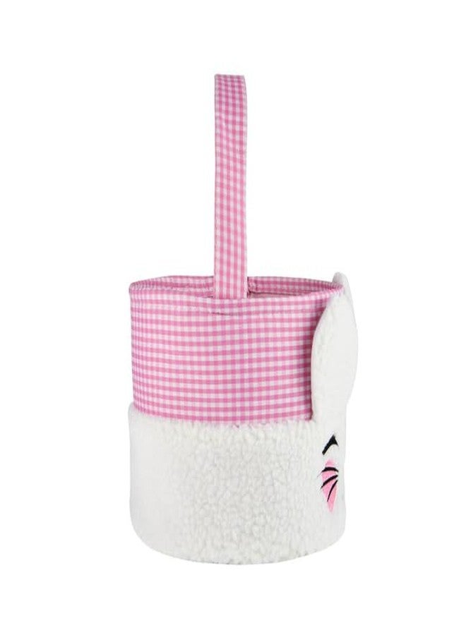 Irisbell Easter Bunny Basket,Cute Plush Easter Bucket with Handle for Easter Party Egg Hunts Decorations Candy Gifts Storage (Pink) - Image 3